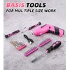 DIFFLIFE Pink Tool Bag, 126-Piece Lady's Home Repairing Tool Set