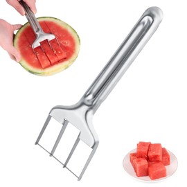 BOXOB Watermelon Fork Cutter Slicer, Stainless Steel Watermelon Cutting Tool Portable Fruit Cutter for Melon Mango Home Kitchen Gadget Camping Party