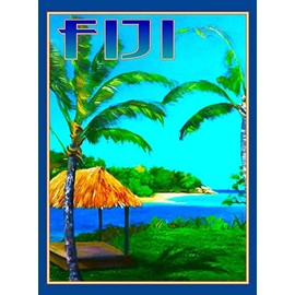 Letrero de lata para letrero de metal, placa de pared, isla de Fiji, mar del Pacífico Sur, océano, playa, arrecife, viaje, publicidad, decoración de casa, cartel de 8 x 12 pulgadas