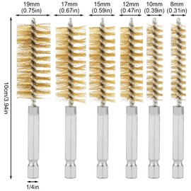 6pcs Copper Wire Bore Brushes, Wire Brush for Drill with 1/4 Inch Hex Shank Pipe Tube Cleaning Brush Stainless Steel Pipe Cleaner Twisted Wire Brush for Power Drill Impact Drivers Die Grinders