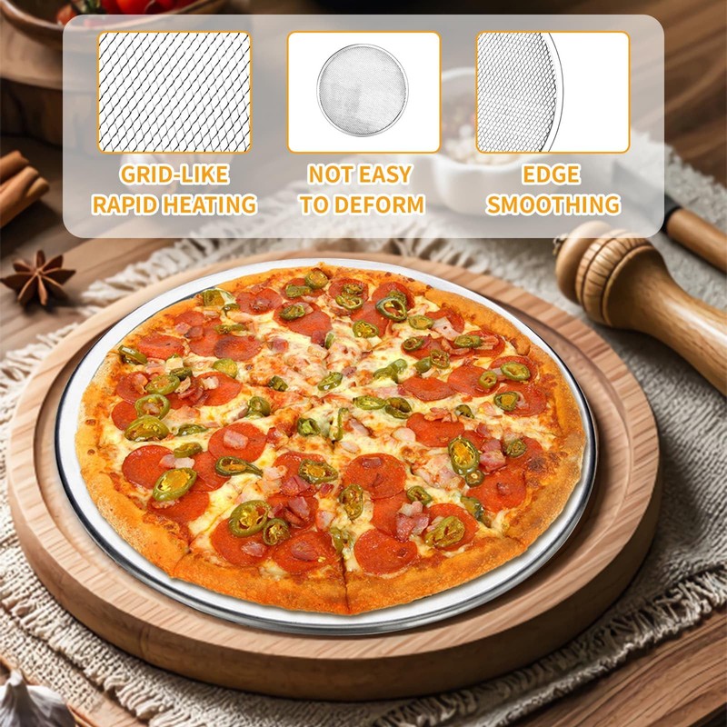 WEELOO Pizza Mesh Oven Non-Stick Pizza Tray 3pcs, 12 Inch