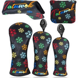 Snow Flower Golf Headcover Wood Cover Driver 440cc 460cc Cover Utility UT Cover Putter Cover for Mallet Pin Type Waterproof with Conversion Doug Included Snow Flower Single Item (Black, Pin Type)