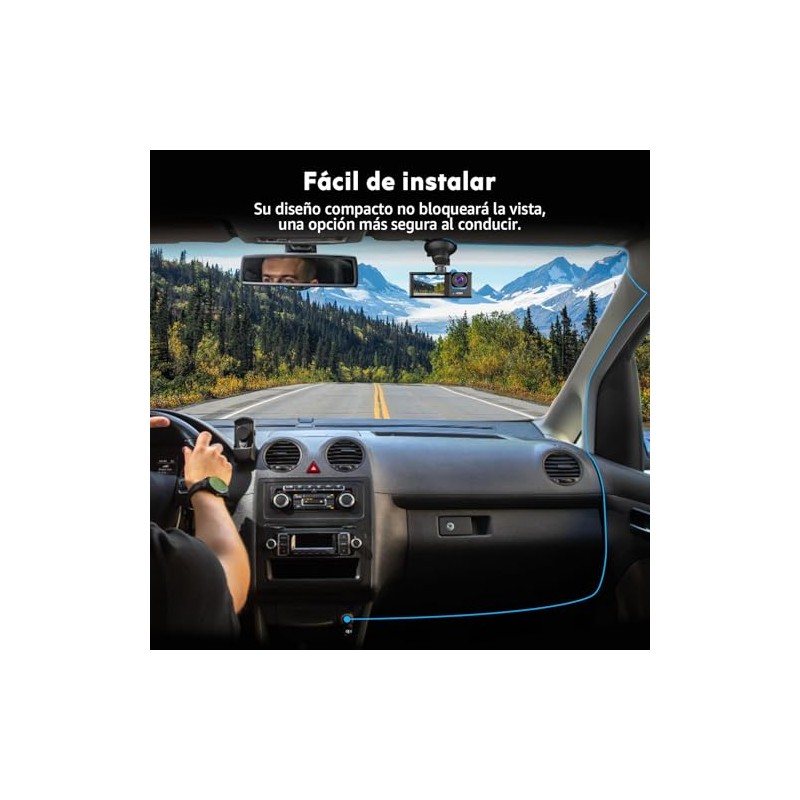 PTHTECHUS®DashCam para Auto, HD 1080P Cámara triples Delanteras y traseras