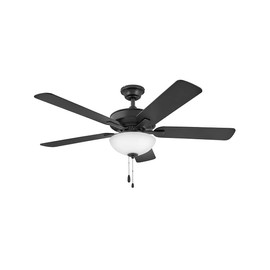 Hinkley Metro Illuminated 52 Inch Low Profile Ceiling Fan with Light (LED) - Indoor Ceiling Fan with Dual Mount for Bedroom, Kitchen, Living Room - Wood Ceiling Fan with Reversible Blades, Matte Black