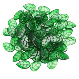 100Pcs Leaf Beads 0.39x0.71 Inch DIY Decorative Small Green Glass Leaf Beads for Jewelry Wind Chimes Craft Making Glass for Jewelry Making Green for