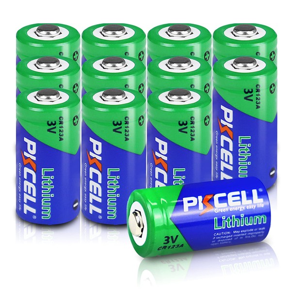 PKCELL 123A CR123A DL123A CR17345 3 Volt 1500mAh Li-MnO2 Battery,12 PC