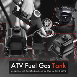 ATV Fuel Gas Tank with Fuel Cap and Fuel Petcock Valve Switch Compatible with Yamaha Banshee 350 YFZ350 1988-2006 Replaces# 2GU241100000, 2GU-24110-00-00