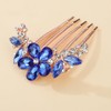 Chargances Boho Flower Rhinestone Hair Comb Blue Crystal Bridal Hair