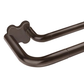 Bronze Double Curtain Rods, USFOOK Blackout Wrap Around Curtain Rods for Windows 66 to 120 Inch, 6/8 Inch Room Darkening Curtain Rod 32 to 115 Inch