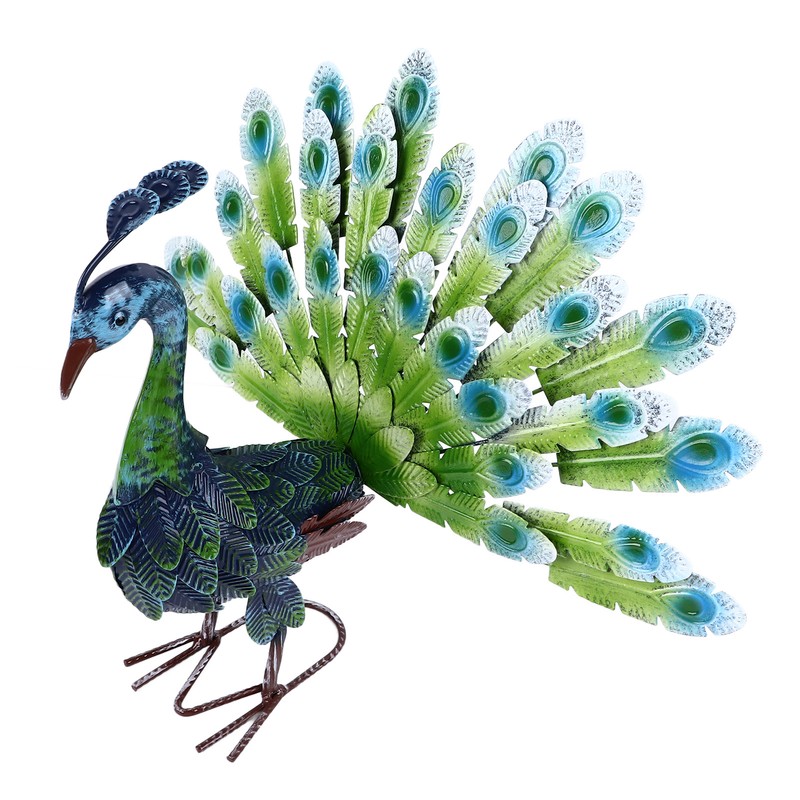 Metal Peacock Statue Realistic Easy DIY Assembly Beautiful Peacock Statue
