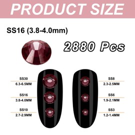 PATIKIL 2880Pcs SS16 Round Flatback Rhinestones, 3.8-4.0mm Flat Back Crystal Glass Gems Diamonds for DIY Crafts Clothes Shoes Nail Art Decoration, Dark Purple