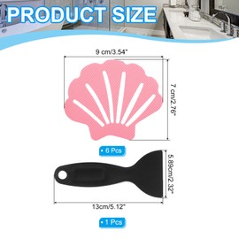 PATIKIL Badewanne Anti-Rutsch Aufkleber 9x7 cm, 6er Pack Shell Sicherheits Dusche Grund Anti-Rutsch Aufkleber mit Klebepunkten Schaber für Badewanne Dusche Grund Treppe, Pink