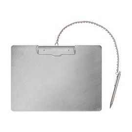 Nakakin SC-A4S-P Stainless Steel Binder with Horizontal Chain and Pen