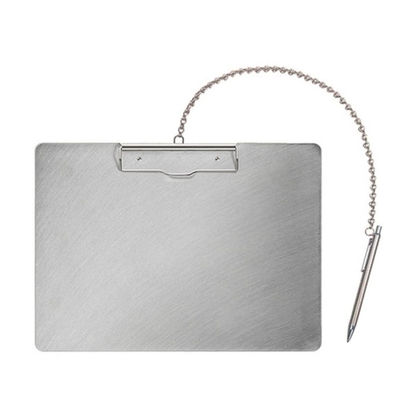 Nakakin SC-A4S-P Stainless Steel Binder with Horizontal Chain and Pen
