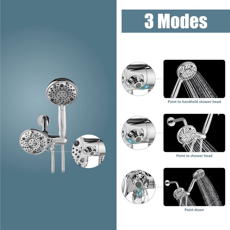 Aolemi Shower System Dual 2-in-1 Rain Shower Faucet Set 8-Setting