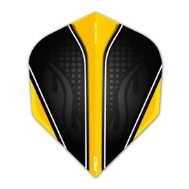 RED DRAGON Hardcore Radical Black & Yellow Extra Thick Standard Dart Flights - 4 sets Per Pack (12 Dart Flights in total)