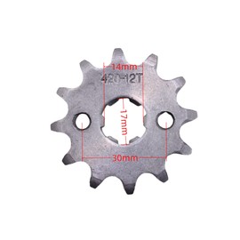 Trkimal Motorcycle 420-12T Front Sprocket 17mm for 50cc 70cc 90cc 110cc 125cc Dirt Pit Bike Mini Bike TaoTao Roketa Coolster Sunl Lifan Loncin ATV Quad 4 Wheeler Moped (420-12T, 17MM)