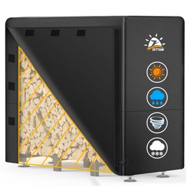 Zettum Firewood Rack Cover 4 Feet - 600D Wood Rack Cover Waterproof & Heavy Duty, 4 Foot Outdoor Log Pile Holder Covers Storage for 4FT Standard Fire Wood Rack Stands (48 x 24 x 49 Inch)