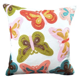 ZUODU 45cmx45cm Embroidered Cotton Decorative Throw Pillow Cover Butterfly Cushion Case Pillow Case,Sofa,Chair,Car Use