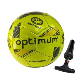 Optimum Fluro Football Ball - Perfect for Game, Training and Leisure - Durable, Lightweight and Suitable for All Weather Conditions - Yellow - Size 5 - with Pump