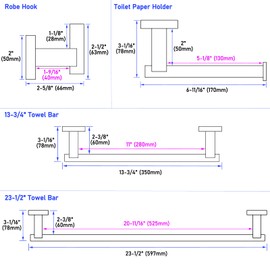 Bathroom Hardware Set 4 Pieces, Suyar SUS304 Stainless Steel Bath Accessory Kit, Include Towel Hook, Toilet Paper Holder, Hand Towel Holder, Towel Bar Wall Mounted Polished Chrome