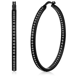 Large Rose Gold Stainless Steel Hoop Earrings for Women, Big Hypoallergenic Hoops Earring ARSKRO Huge Cubic Zirconia Rhinestone Crystal Basketball 50mm 2 inch Ear Ring Jewelry Gifts for Women Mens