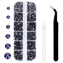 3792 Pcs Montana Flatback Rhinestones Set for Nail, Art, Crafts, Makeup, Tumblers Glitter Round with Tweezers and Picking Pen(SS6~SS20)