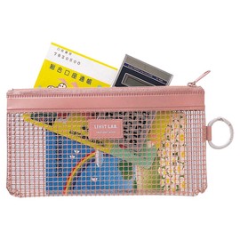 Lihit lab. F236 Mesh Bankbook Case, safety pink