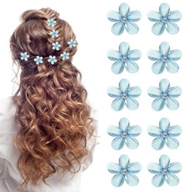 10 kleine Haarspangen, Mini-Blumen-Haarspangen, kleine Blumen-Haarspangen, rutschfest, blau, Haarspangen für Mädchen und Frauen, für den Alltag, Party, Hochzeit, Frisuren-Accessoires