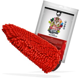 Nuke Guys XL Chenille Wash Mitt - Car Wash Mitt Made of Ultra Soft Microfibres - Microfibre Wash Mitt - For Lint-Free and Scratch-Free Car Wash - Red
