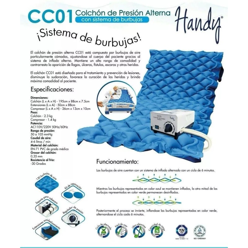 HANDY BY HERGOM Colchón De Presión Alterna Con Regulador Antiescaras