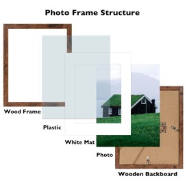 JCJMY 8.5 by 11 Picture Frame with 6x8 Mat for Certificate Document Photo, Display 6x8 with Mat or 8.5x11 without Mat, 8.5 x 11 Picture Frame with Shatter Resistant Plexiglass, Deep Brown