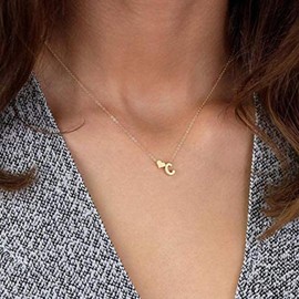 Gold Necklace Women Initial Necklace for Women Dainty Gold Letter Necklace Tiny Box Chain Personal Alphabet Letter Pendant Necklace Gifts Gold Jewelry Outfits Trendy Stuff