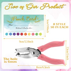 Fumete 200 Pieces Reward Punch Cards with Hole Puncher, 3.5 x 2 inch Incentive Loyalty Reward Card for Classroom Home School Supplies Students Teachers Kids, 8 Styles (Cute Style, 10 Holes)