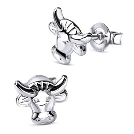 Women's 925 Sterling Silver Cow Stud Earrings, Sterling Silver