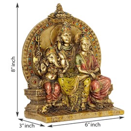 zig zag Lord Shiva & Family Shiv Parivar Religious Statue Idol for Pooja Room Mandir, Temple, Gift Size 8 inches