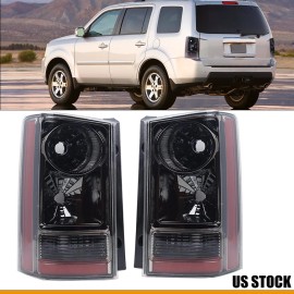 Mayello Black Chrome Housing Tail Lights Rear Lamps Fit For 2009-2015 Honda Pilot Pair