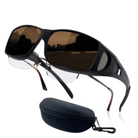 DOYA FACE Over Sunglasses, Can Be Hanged Over Glasses [Case Included] Polarized Car Driving Fishing Golf UV400 UV Protection, Braun