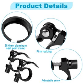 2pcs Quick Release Bike Seat Clamps,28.6mm Bicycle Seatpost Clamps Aluminum Alloy Release Saddle Clip Seat Lock Tube Collars for Mountain Road Casual Bikes Black