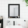 vidaXL Bathroom Mirror with Shelf - Engineered Wood, Black, Wall-Mounted,