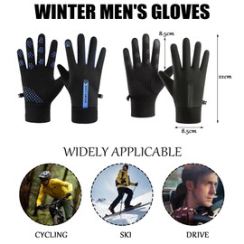 DKDDSSS 2 Pairs Waterproof Gloves, Winter Gloves Men, Winter Warm Touch Screen Gloves, Cycling Gloves, for Cycling, Running, Hiking, Outdoor Work