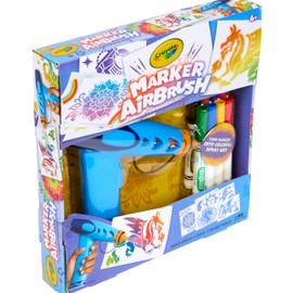 Crayola Marker Airbrush Spray Art Kit, Essential Easter Basket Stuffer for Kids, Battery-Powered Sprayer with 8 Washable Markers & 5 Stencils, DIY Craft Set, Ages 6+