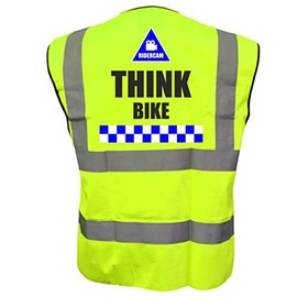 RIDERCAM THINK BIKE Hi Viz Vis Vest Cycle Bike Reflective Waistcoat Jacket Safety Road Safety Visibility 5XL