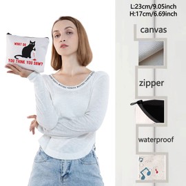 WZMPA Murderous Cat With Knife Cosmetic Bag Murderous Cat Fans Gift What Do You Think You Saw Cat Makeup Bag Murderous Cat Merchandise (THINK YOU SAW-BL)