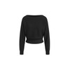 CIDER Asymmetrical Neck Solid Crop Long Sleeve Top: Black, XL