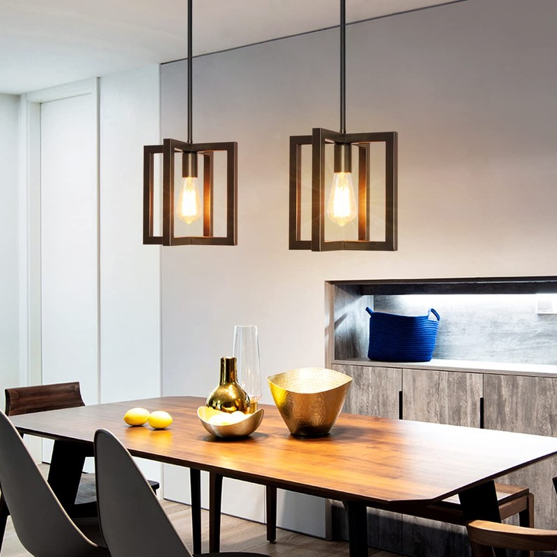 Mlihove Modern Pendant Lighting for Kitchen Island 1-Light Farmhouse Black