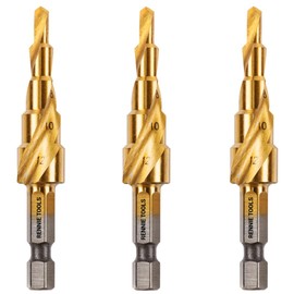 3 Pack - 4mm to 12mm Spiral Flute Step Drill Bits High Speed Steel Titanium Coated, Metric Hex Shank, HSS Tool Set for DIY Plastic Wood Steel Metal Aluminum. Cone Cutter Hole Cutter Drill Bits