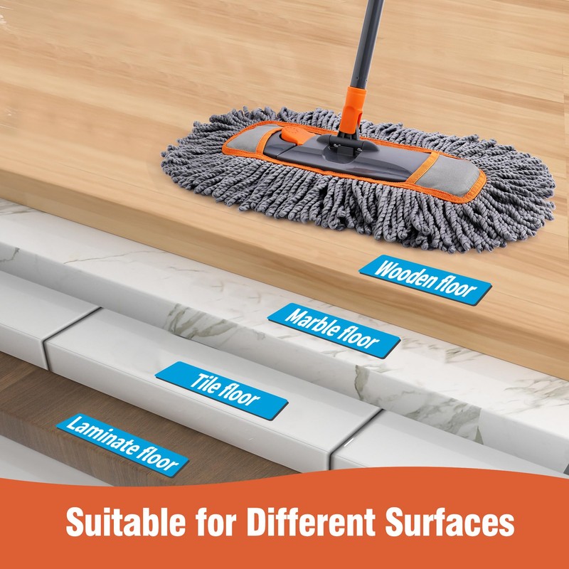 Microfiber Dust Mop for Hardwood Floor Cleaning, Dry and Wet
