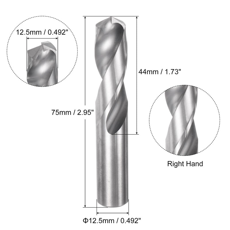 QUARKZMAN Solid Carbide Drill Bit 12.5mm (.492") YG6X/C3 Micro Grain