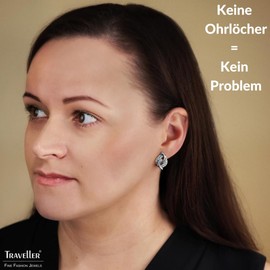 Traveller 157783 Women's Clip-On Earrings Silver-Coloured Crystals Platinum Plated 20 x 13 mm, Platinum Crystal, Crystal